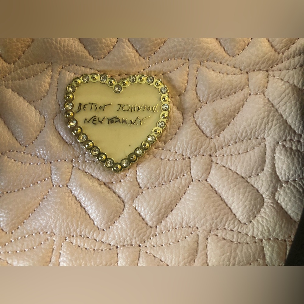 Betsey Johnson Blush Quilted Heart Accent Shoulder Bag